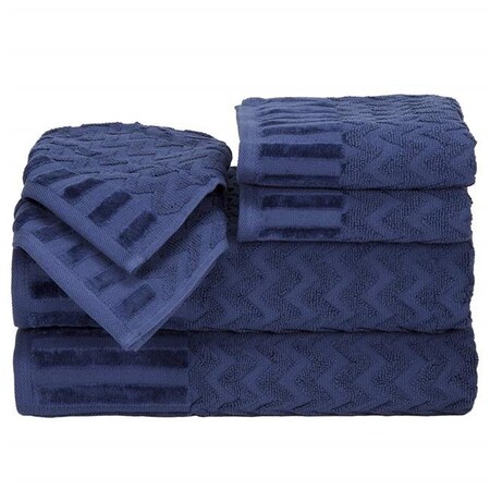 Bedford Home 67A-27599 6 Piece Cotton Deluxe Plush Bath Towel Set - Navy